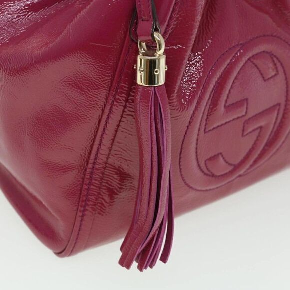 GUCCI Soho Hand Bag Enamel 2way Wine Red - Picture 14 of 15